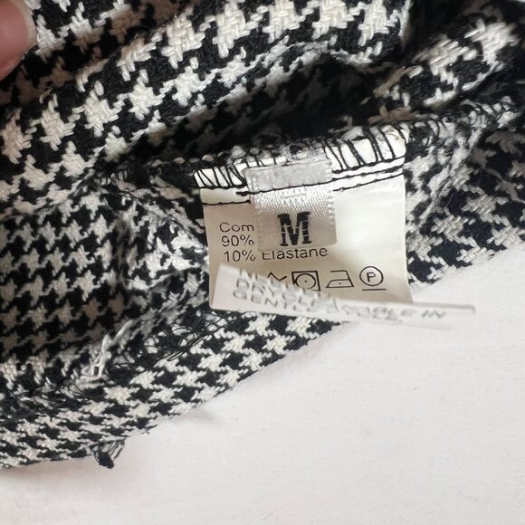 Houndstooth High-Waisted Buttoned Shorts Womens Sz M Black White Tweed Retro - Picture 6 of 6